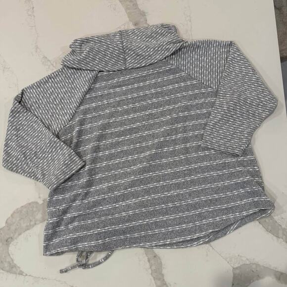 Sunday DB Grey/White Striped Sweater Cowl Neck Women’s Plus Size 3X Ruched Side - Picture 6 of 6